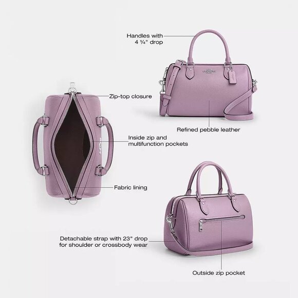 BNWT: Rare Coach Rowan Satchel Crossbody Bag - Jasmine Purple - Picture 8 of 15